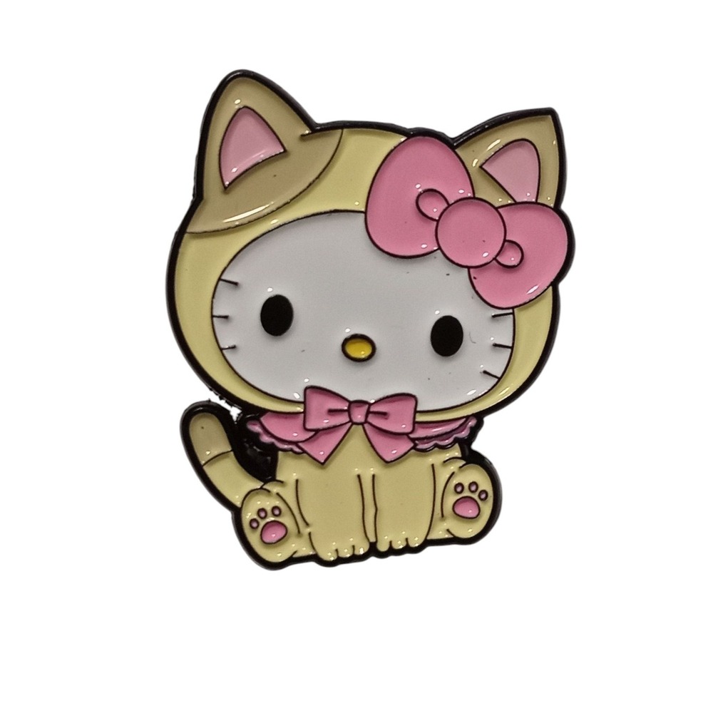Sanrio Hello Kitty Dressed As Cute Yellow Kitten with Bow Enamel Pin